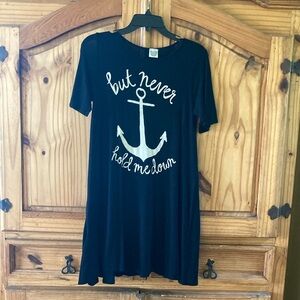 Women Color Bear black white anchor short sleeve nightgown - size M